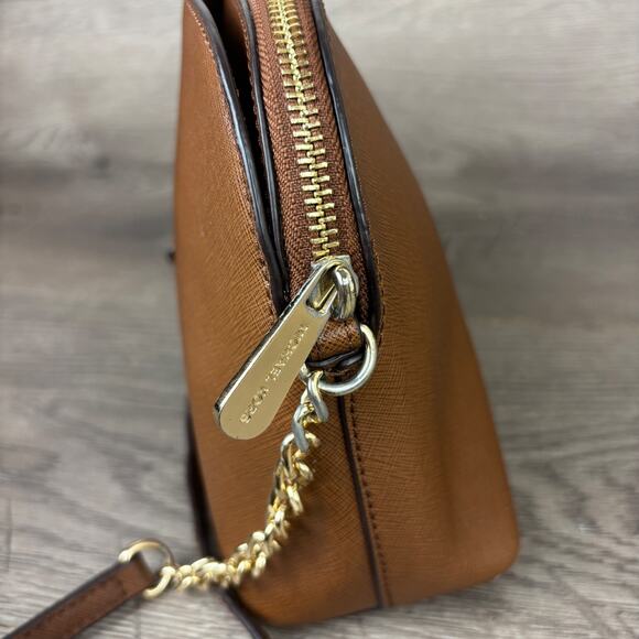 Michael Kors Brown Cindy Dome Saffiano Leather Crossbody Strap Chain Handbag - Picture 7 of 15